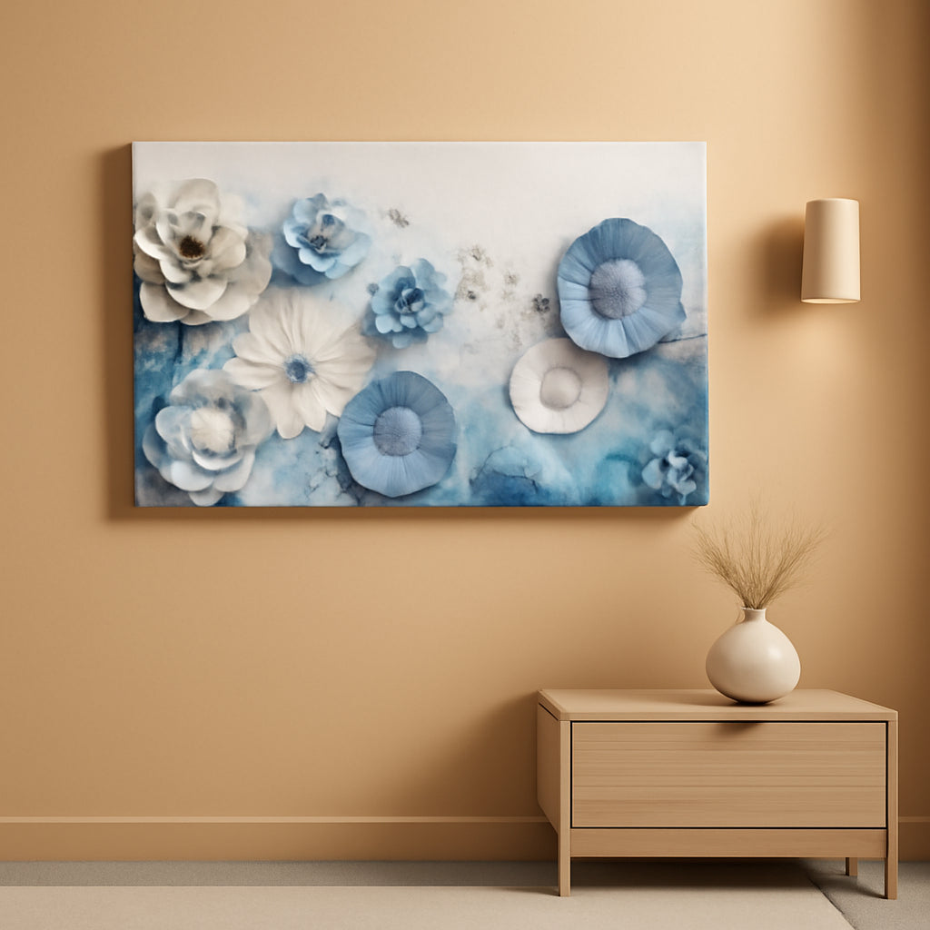 Floral Wall Art 20x40 Cerulean for Living Room – main view