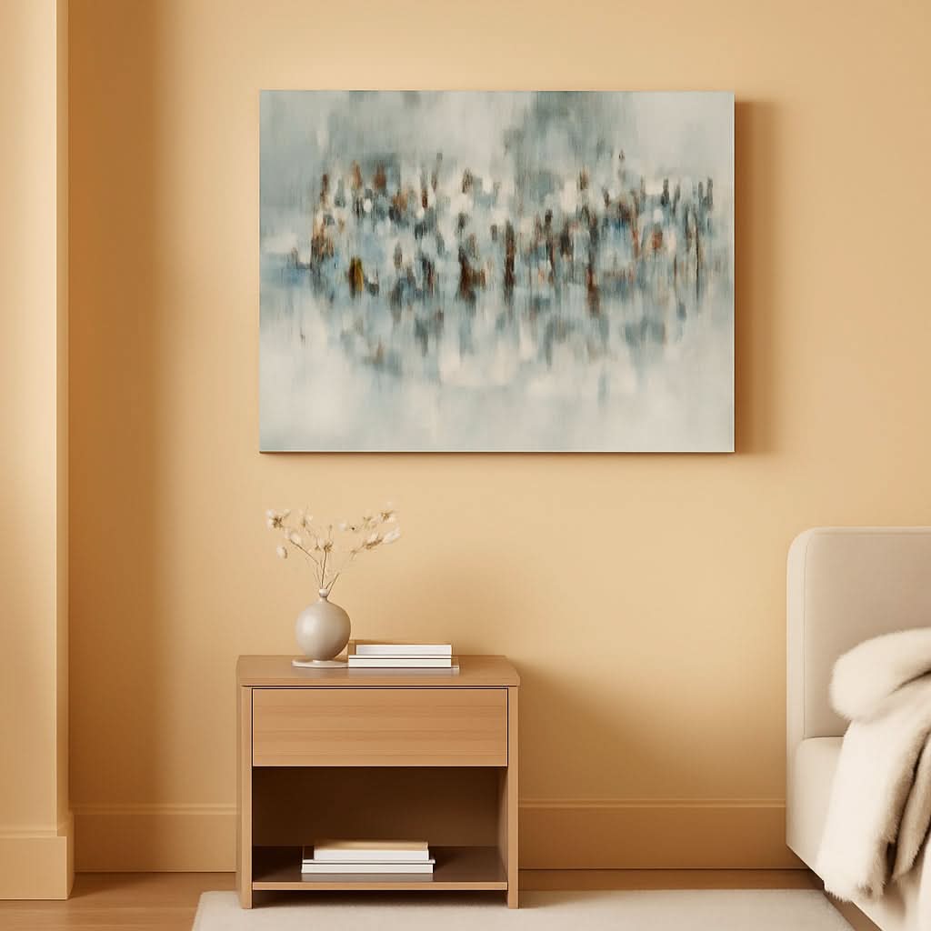 Acrylic Textured Abstract Wall Art 24x16 Hand-Painted Gold Teal Canvas – main view