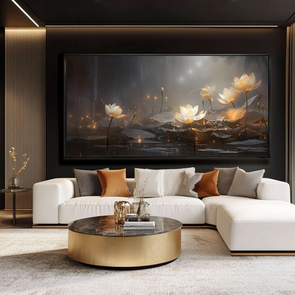 ordinary Floral Wall Art 29x58 White Canvas for Living Room – image 6