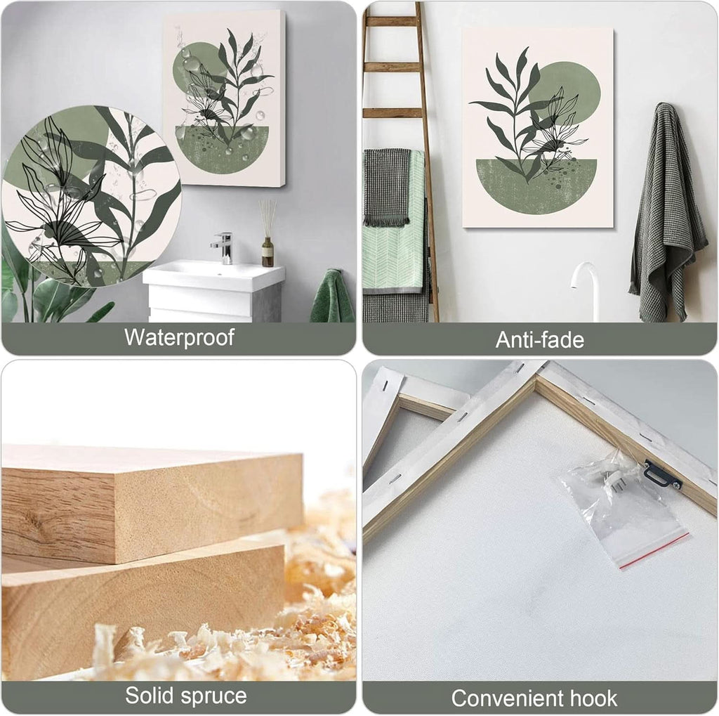 Boho Botanical Wall Art Set of 3 Framed Sage Green, 12x16 in – image 6