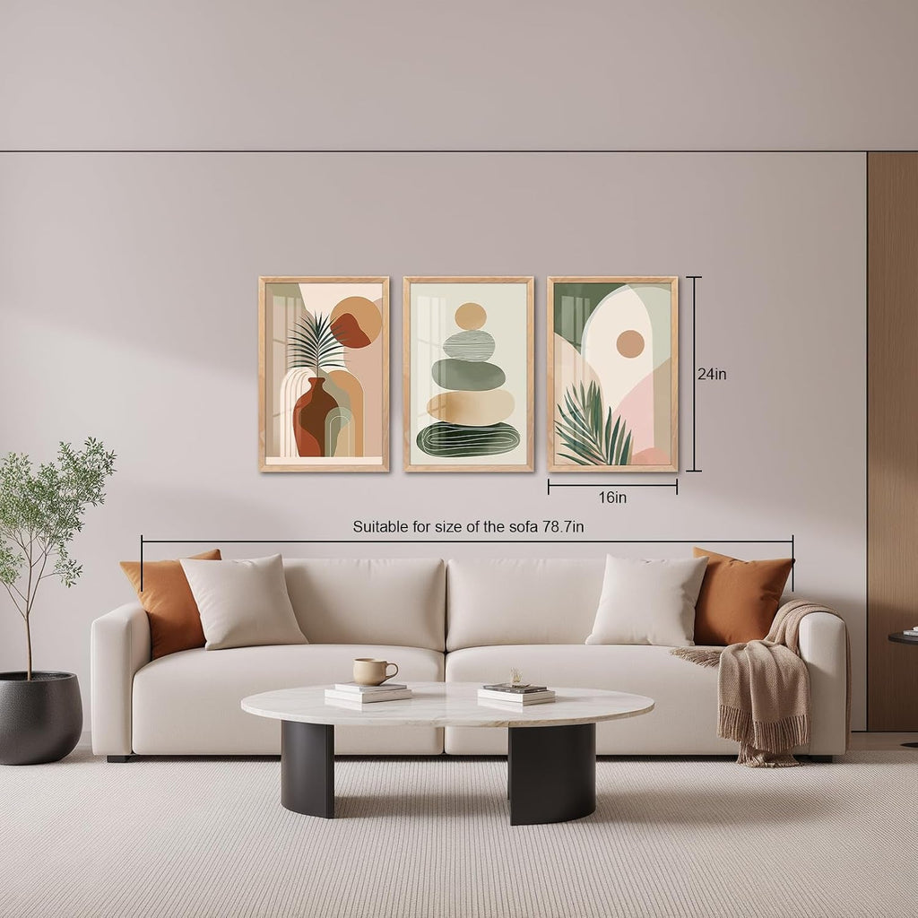 Boho Wall Art Framed Sage Green for Living Room – image 7