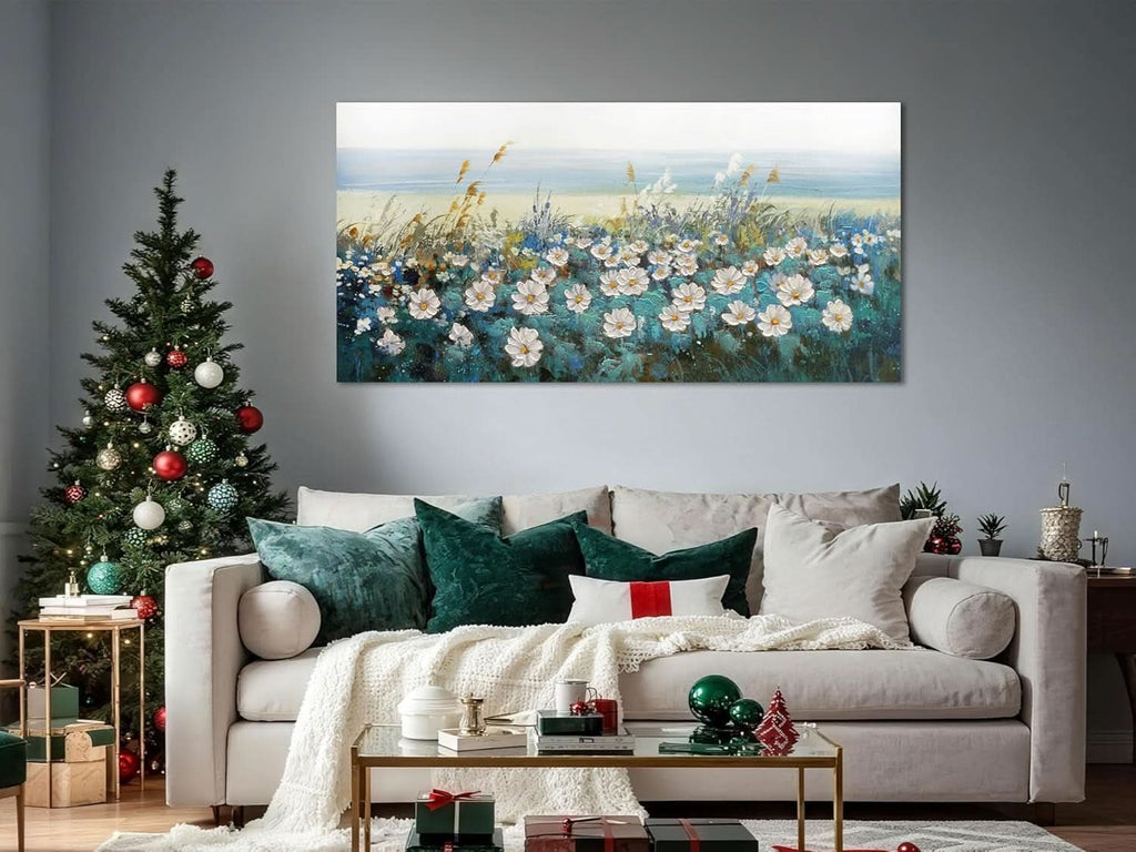 Daisy Textured Canvas Wall Art 58x29 Hand-Painted for Living Room – image 7