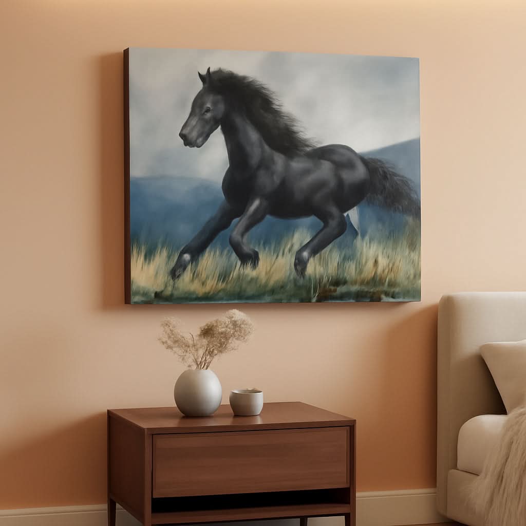 Horse Wall Art 24x36 Hand-Painted Canvas for Living Room – main view