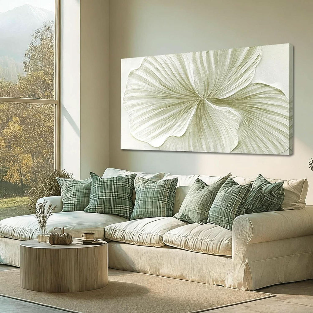 Ginkgo Botanical Wall Art 29x58 Hand-Painted Framed Green Canvas – main view