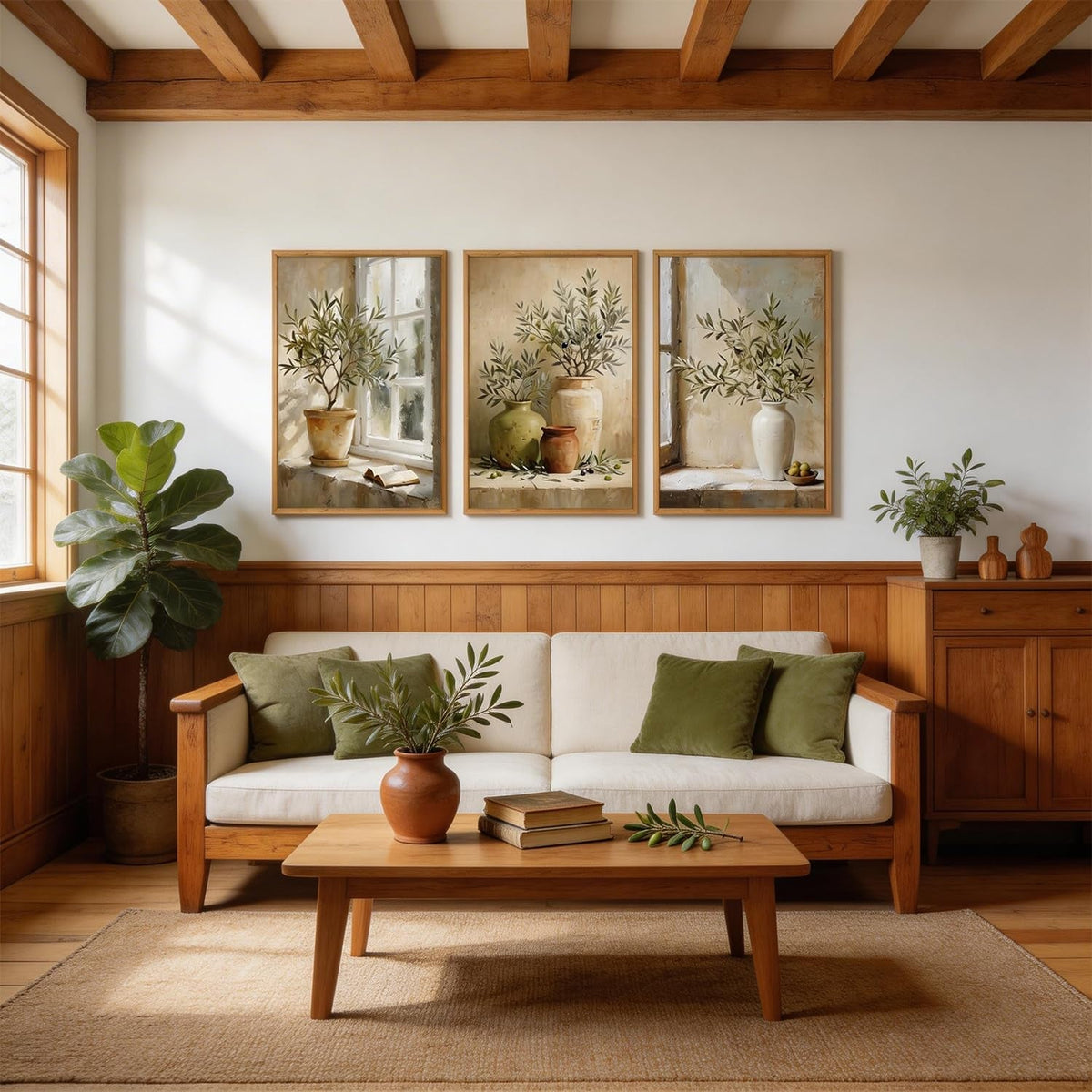 Olive Branch Botanical Wall Art Set of 3 Framed Canvas, 16x24 in – image 2