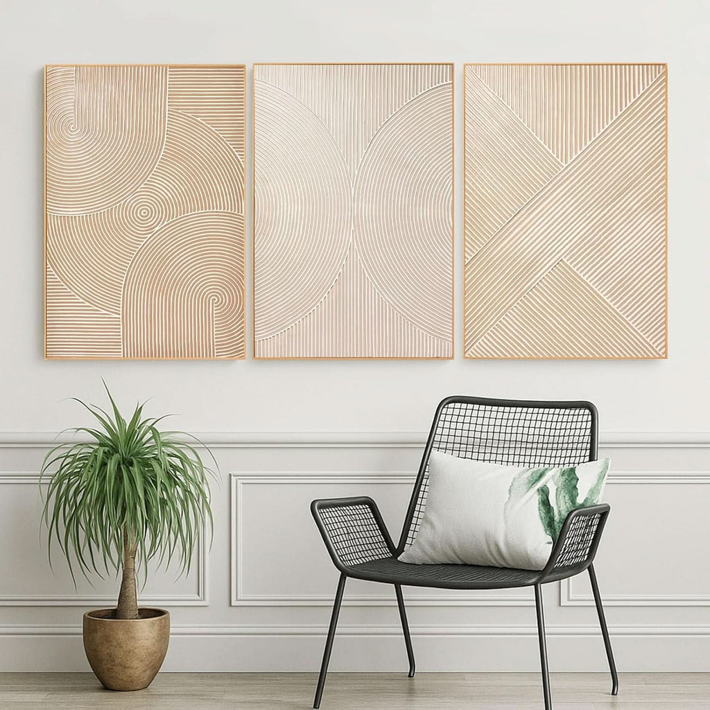 Textured Abstract Wall Art Extra Large Hand-Painted Neutral – image 6