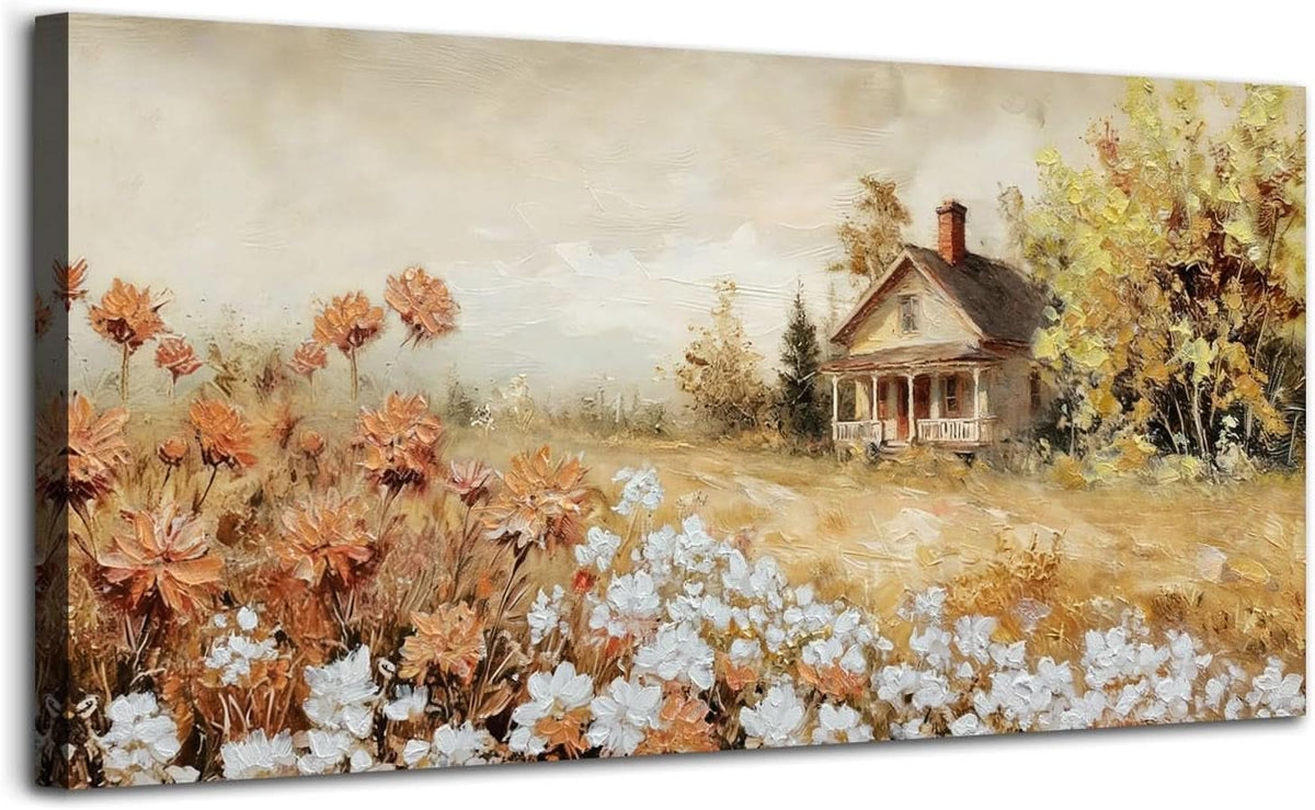Rustic Farmhouse Landscape Wall Art 40x20 Canvas for Living Room – main view