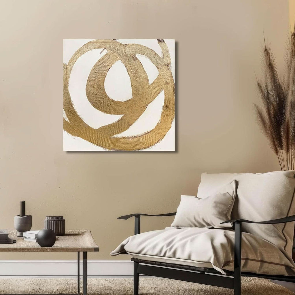 Contour Leaf Botanical Wall Art Gold Neutral Canvas – image 7
