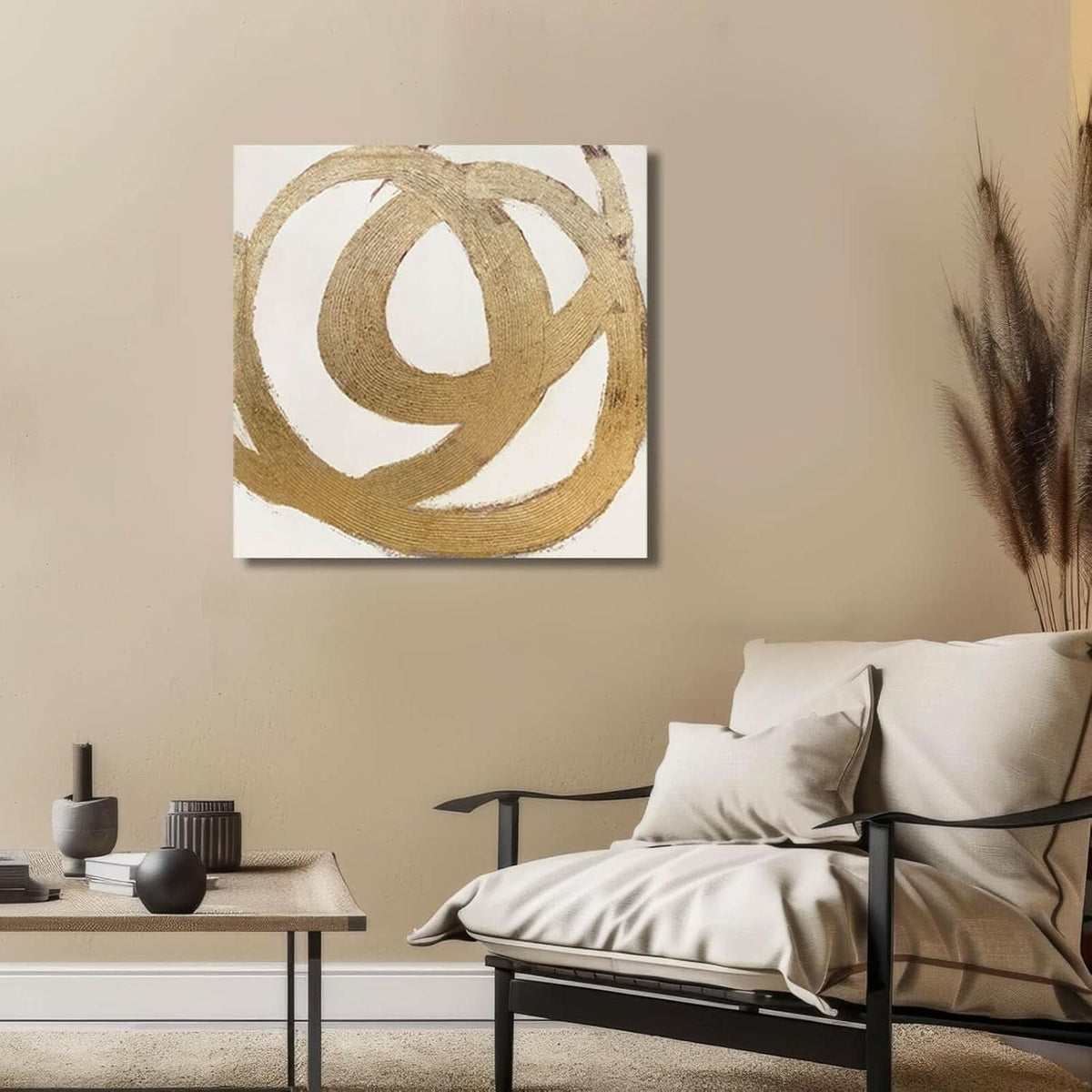 Contour Leaf Botanical Wall Art Gold Neutral Canvas – image 7