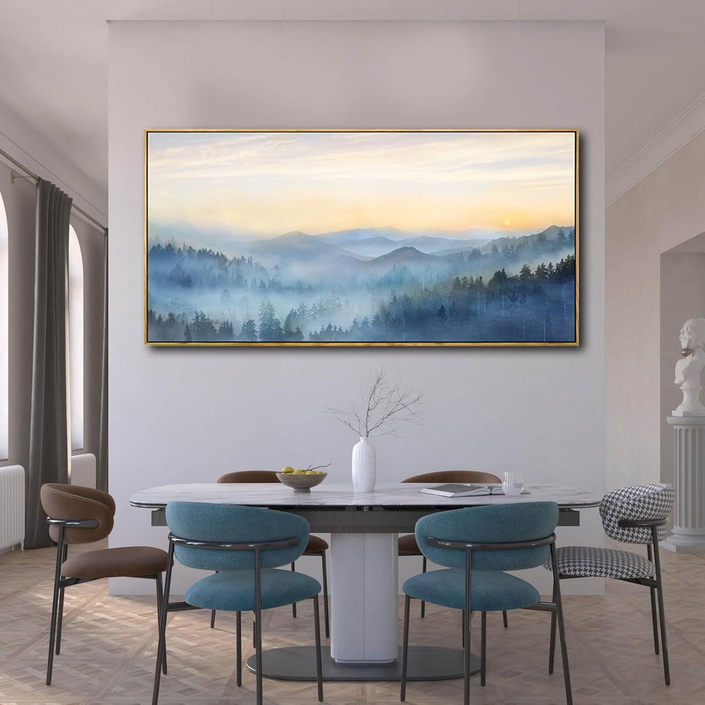 Mountain Landscape Wall Art Extra Large Hand-Painted Blue – image 3