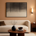 Geometric Grid Textured Abstract Wall Art 48x32 Framed Grey – main view