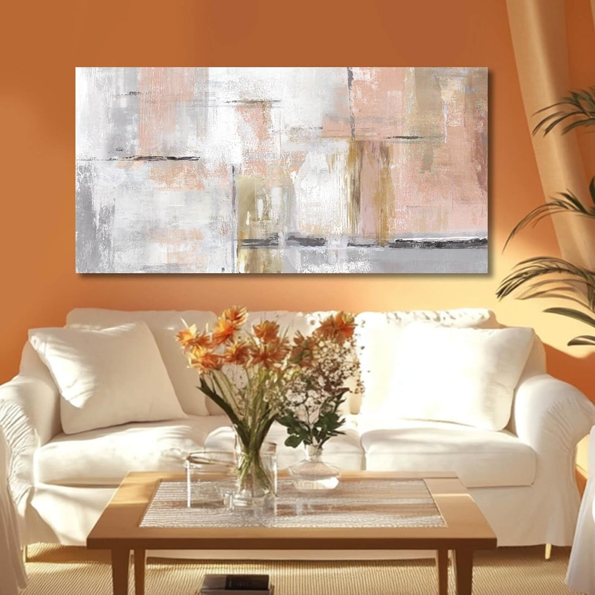 Abstract Wall Art 20x40 Powder Pink Canvas for Living Room – image 7
