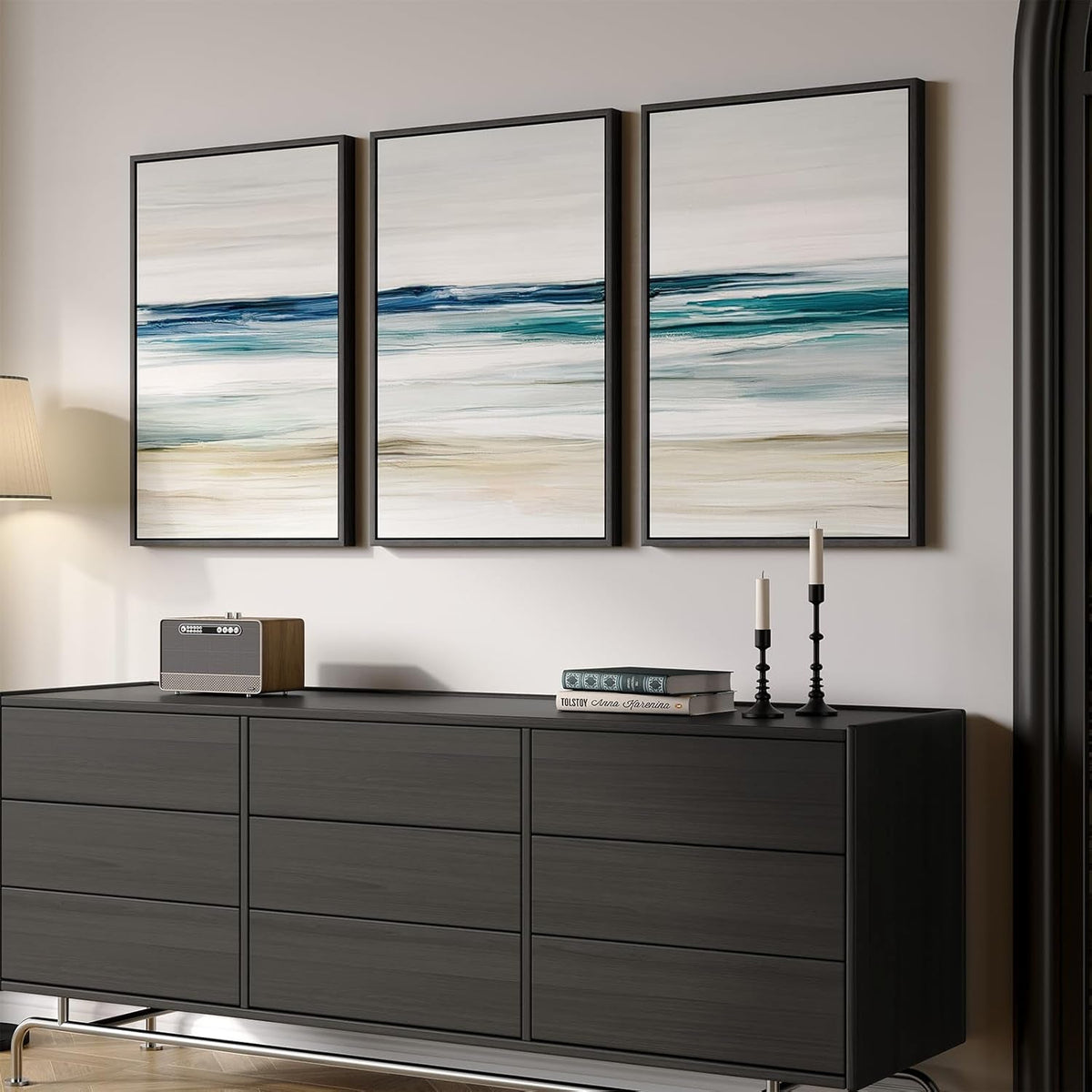 Monumental Oceanic Coastal Wall Art Set of 3 Framed Canvas – image 2