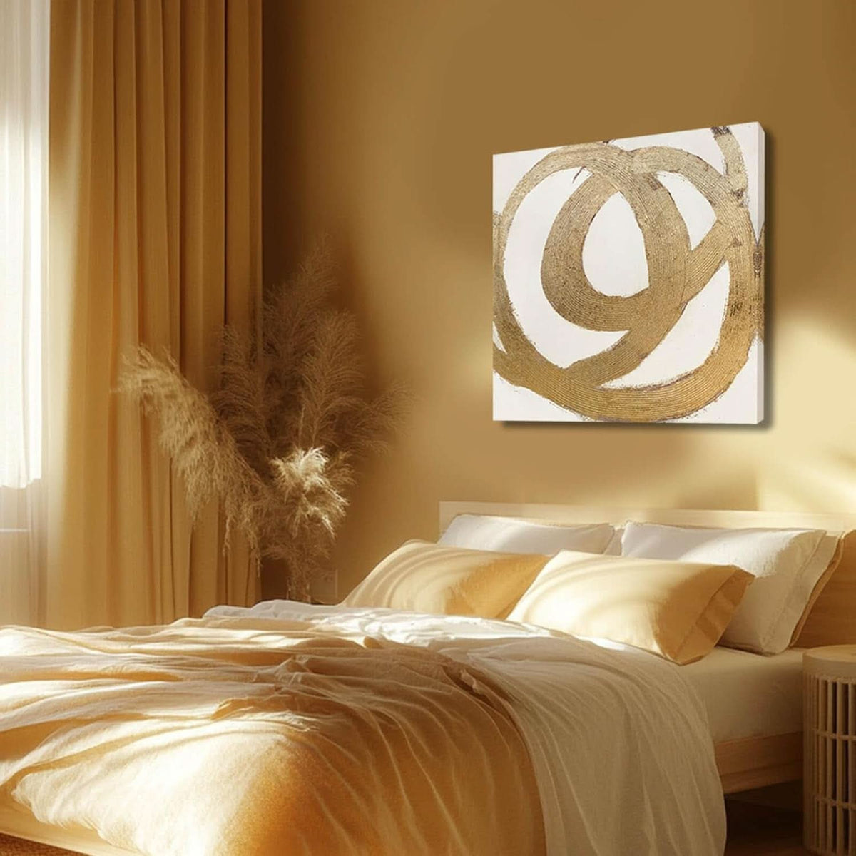 Contour Leaf Botanical Wall Art Gold Neutral Canvas – image 3
