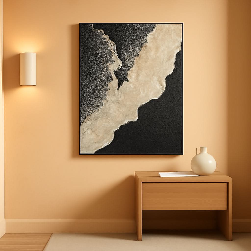Black and White Wall Art 24x36 Hand-Painted Canvas – main view
