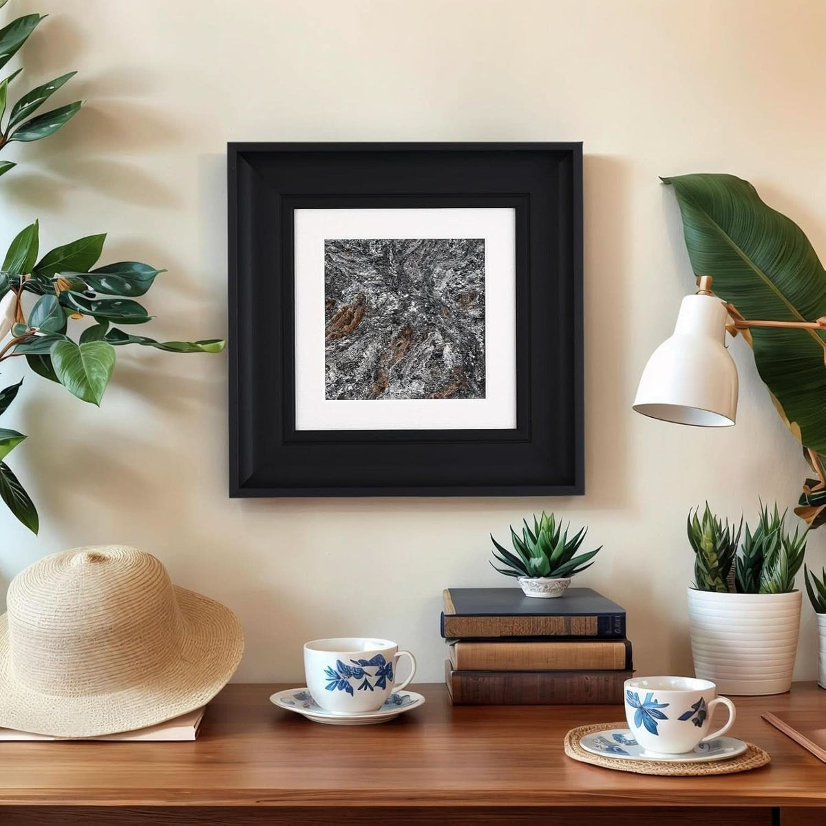 Marble Natural Abstract Wall Art 14x14 Framed for Living Room – image 9