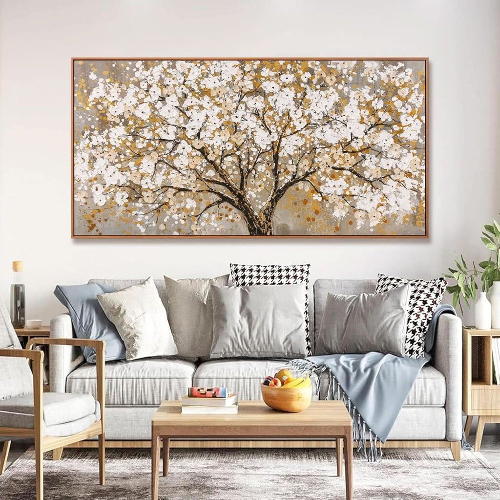 Tree of Life Landscape Wall Art 24x48 Hand-Painted Gold Canvas – image 3