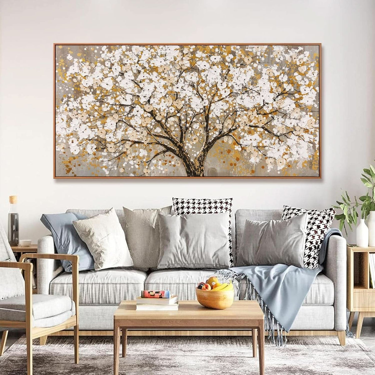 Tree of Life Landscape Wall Art 24x48 Hand-Painted Gold Canvas – image 3