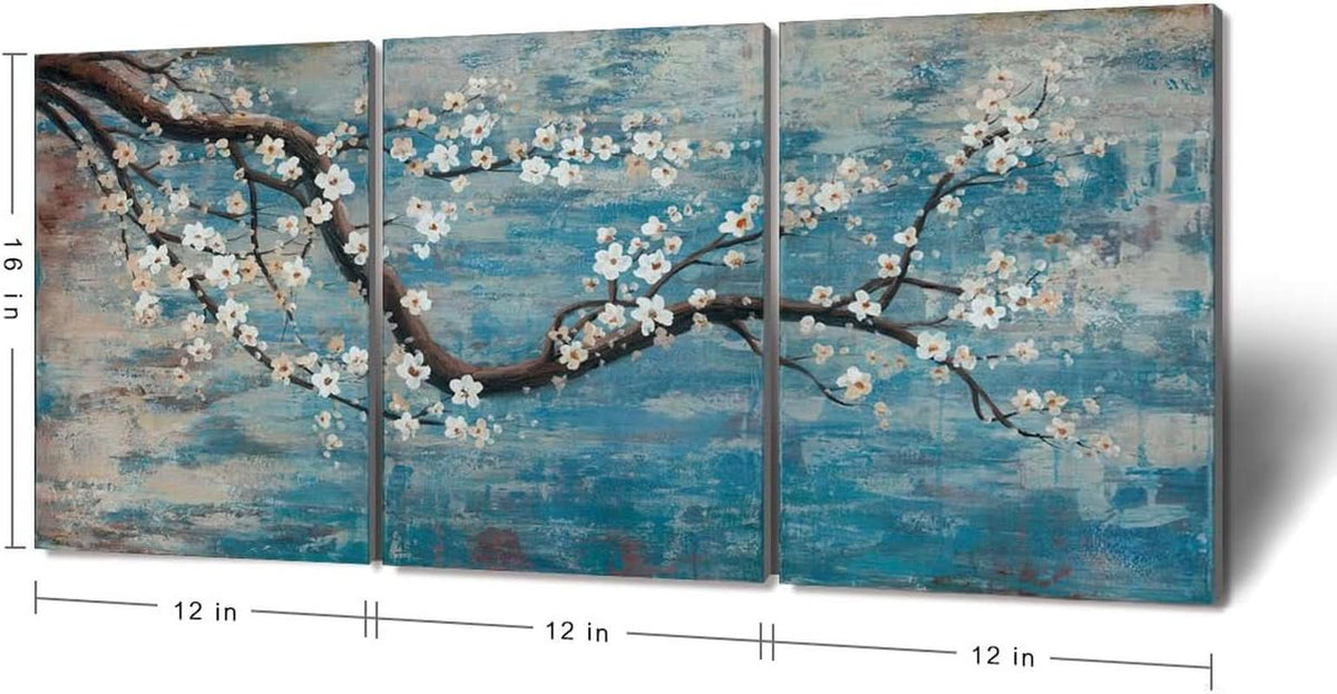 Textured Wall Art Set of 3 Hand-Painted Teal Blue for Living Room – image 5