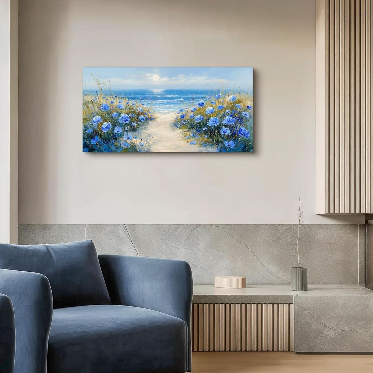 Oceanic Coastal Wall Art 20x40 Blue Cerulean Canvas – image 2