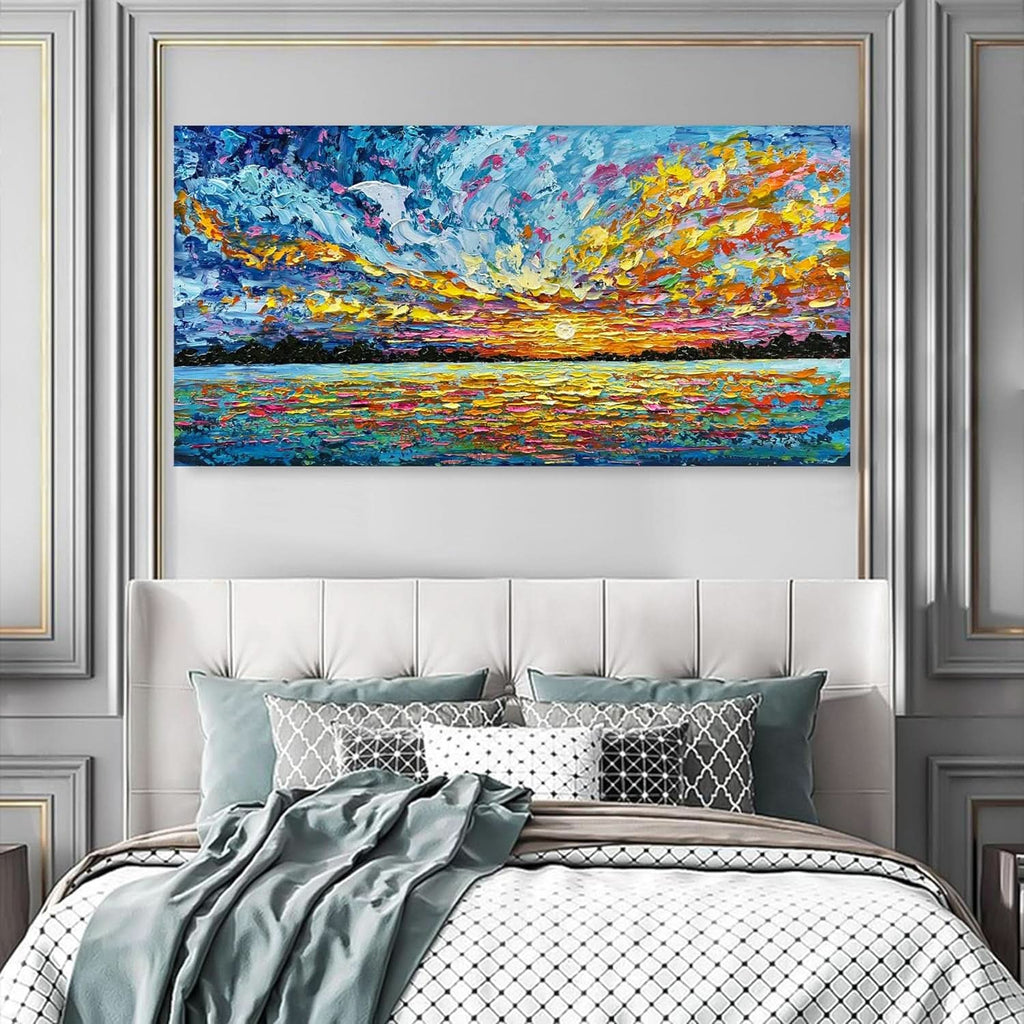 Seascape Sunrise Coastal Wall Art 30x60 Hand-Painted Canvas – image 6