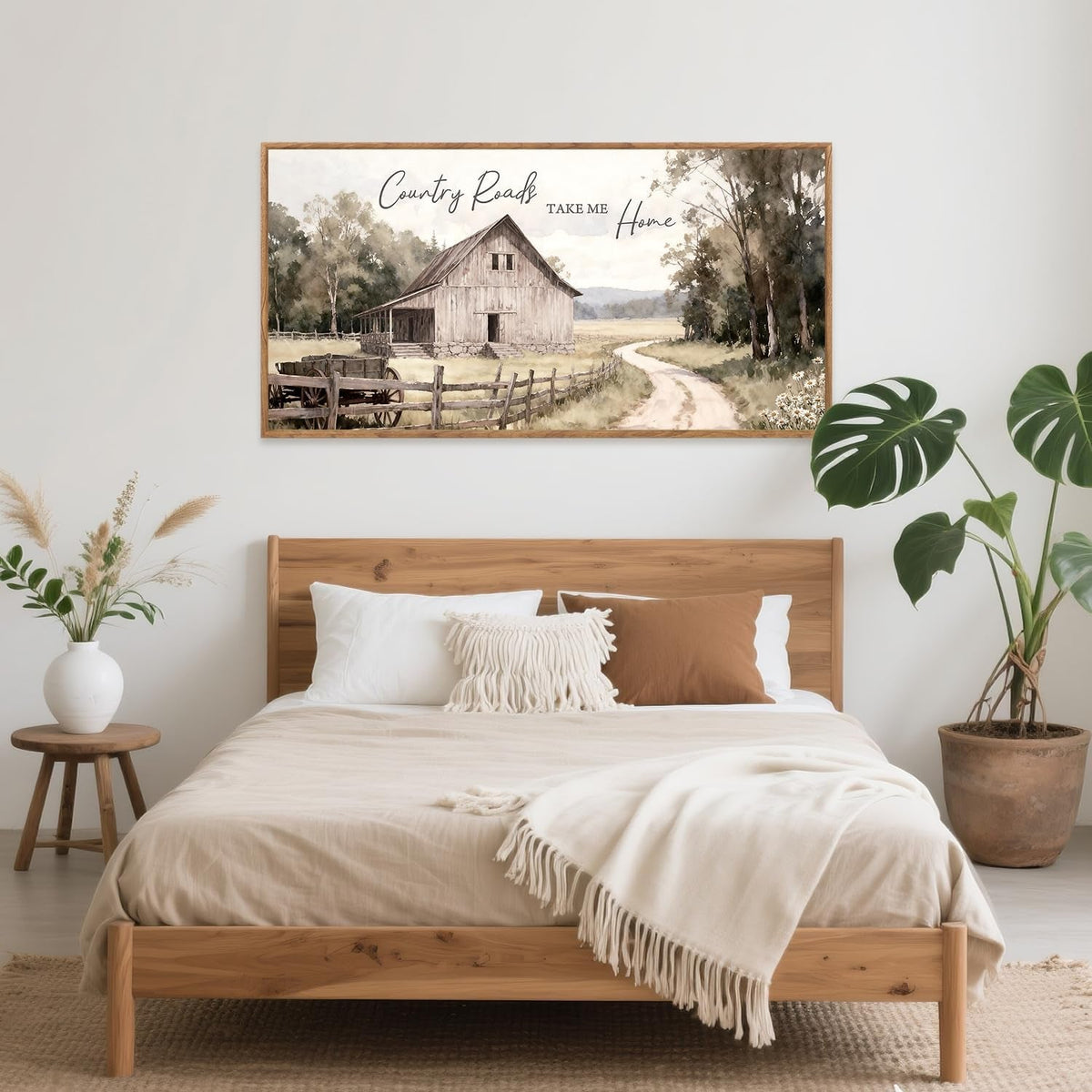 Neutral-Toned Countryside Landscape Wall Art 40x20 Neutral Canvas – image 3
