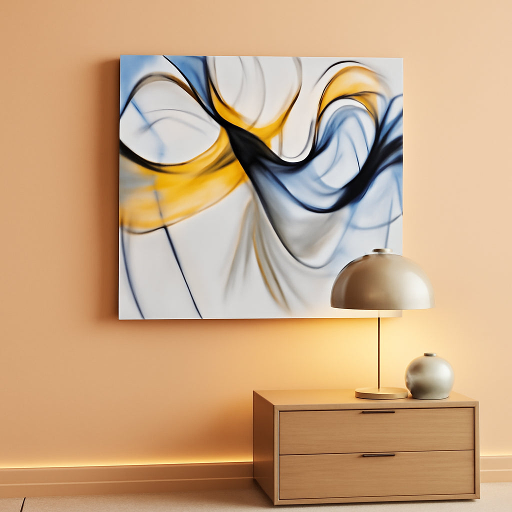 Abstract Wall Art 40x20 Blue Canvas for Living Room – main view