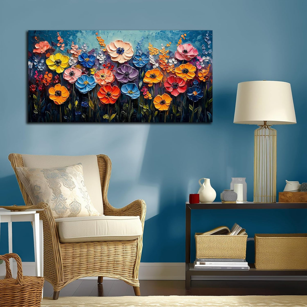 Flower Floral Wall Art 20x40 Colorful Canvas for Living Room – image 3