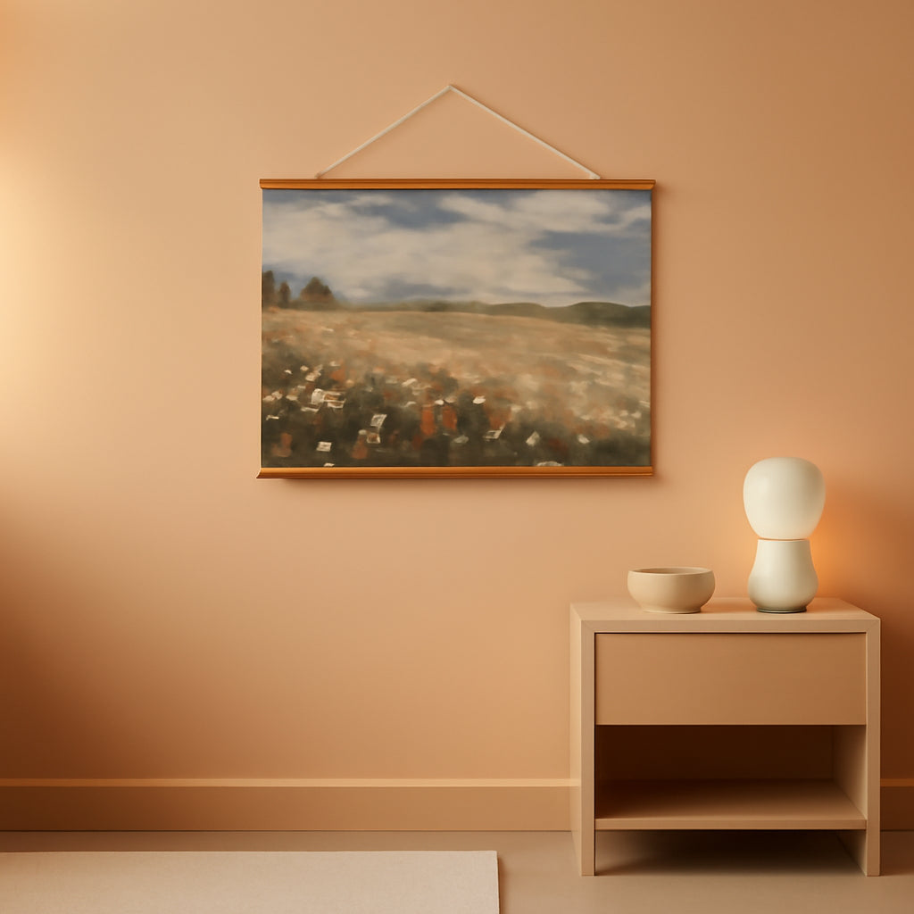 Wildflower Landscape Wall Art 36x54 Framed Colorful Canvas – main view
