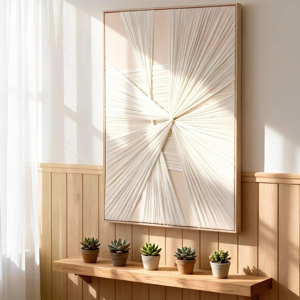 Textured Boho Wall Art 30x45 Beige Canvas for Living Room – image 2
