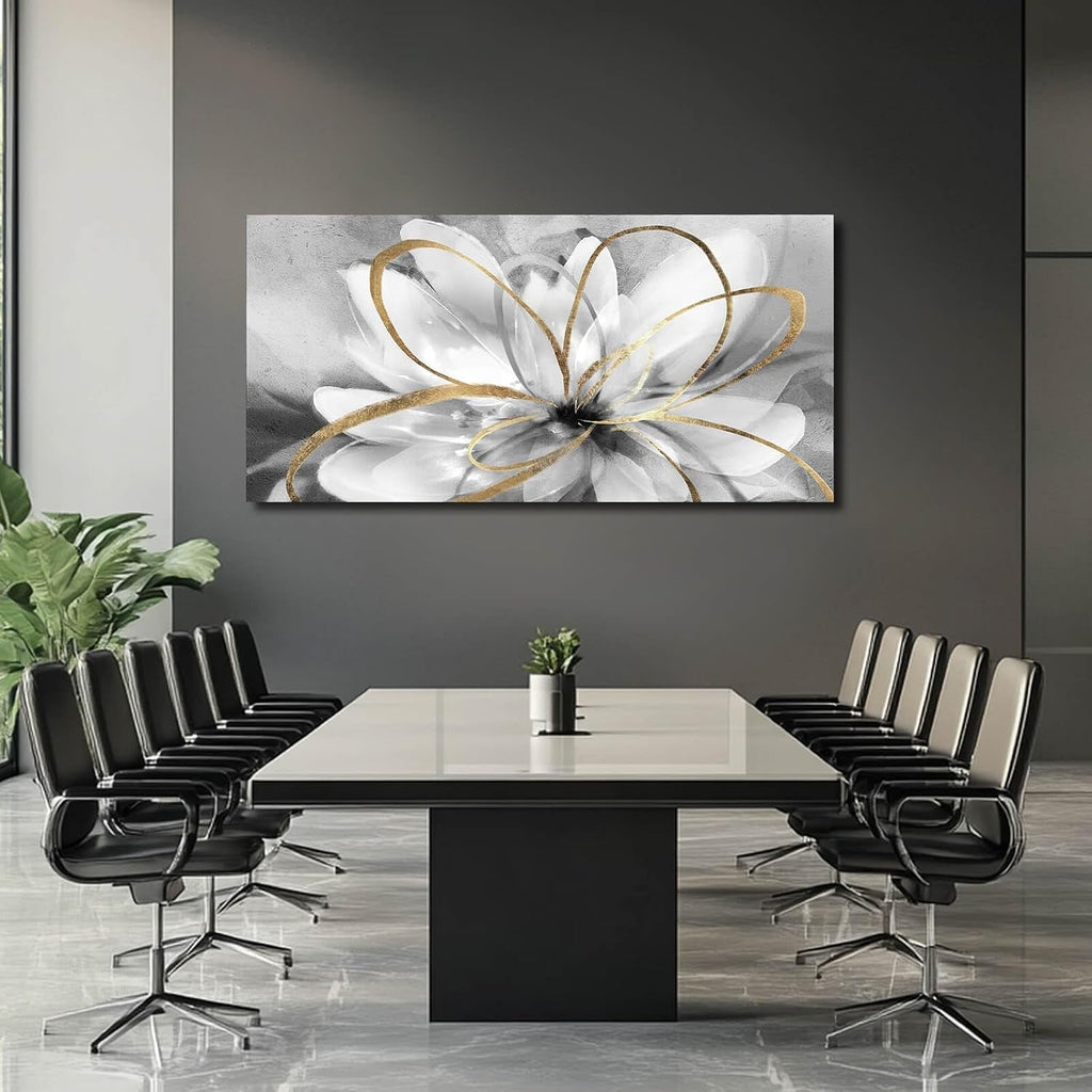 Flower Abstract Floral Wall Art 30x60 White Canvas – image 4