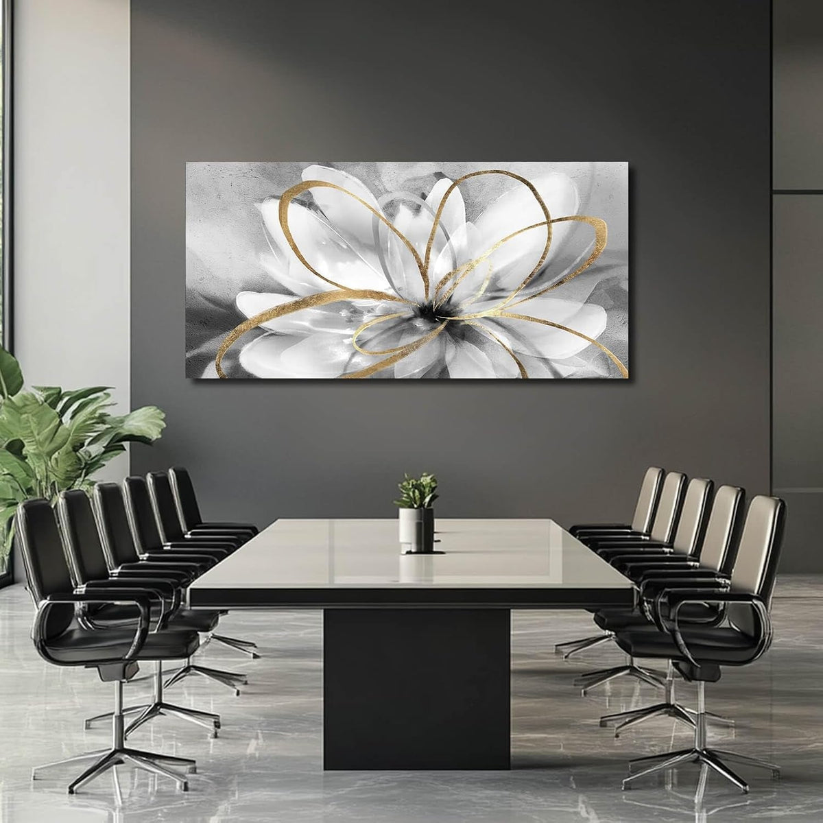 Flower Abstract Floral Wall Art 30x60 White Canvas – image 4
