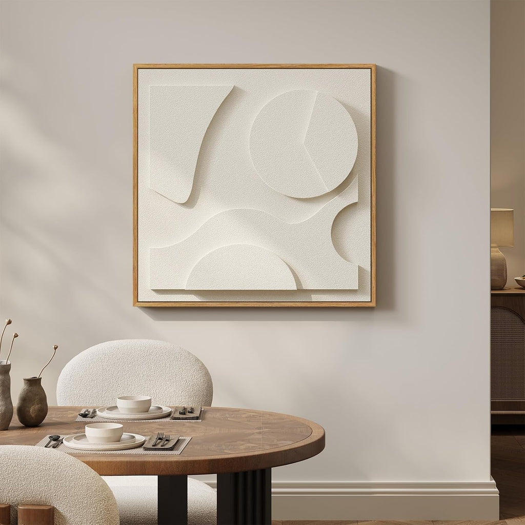 Geometric Relief Textured Modern Wall Art 30x30 White – image 5
