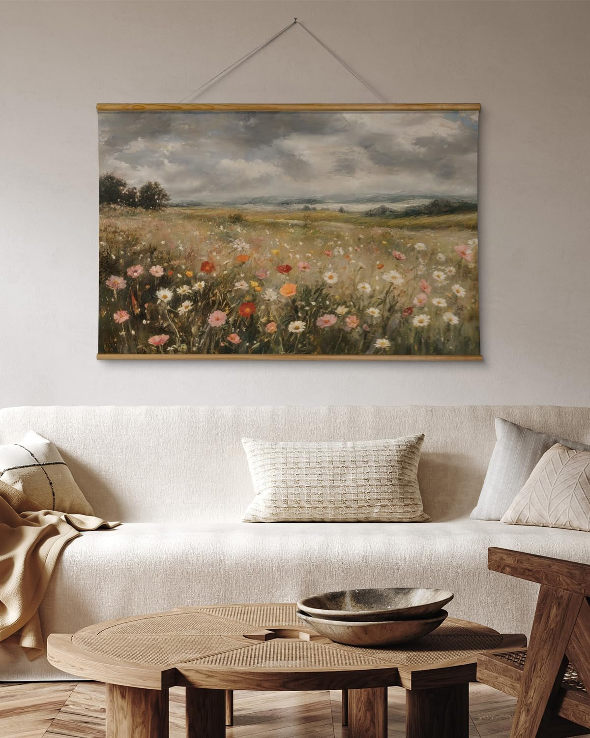 Wildflower Landscape Wall Art 36x54 Framed Colorful Canvas – image 5