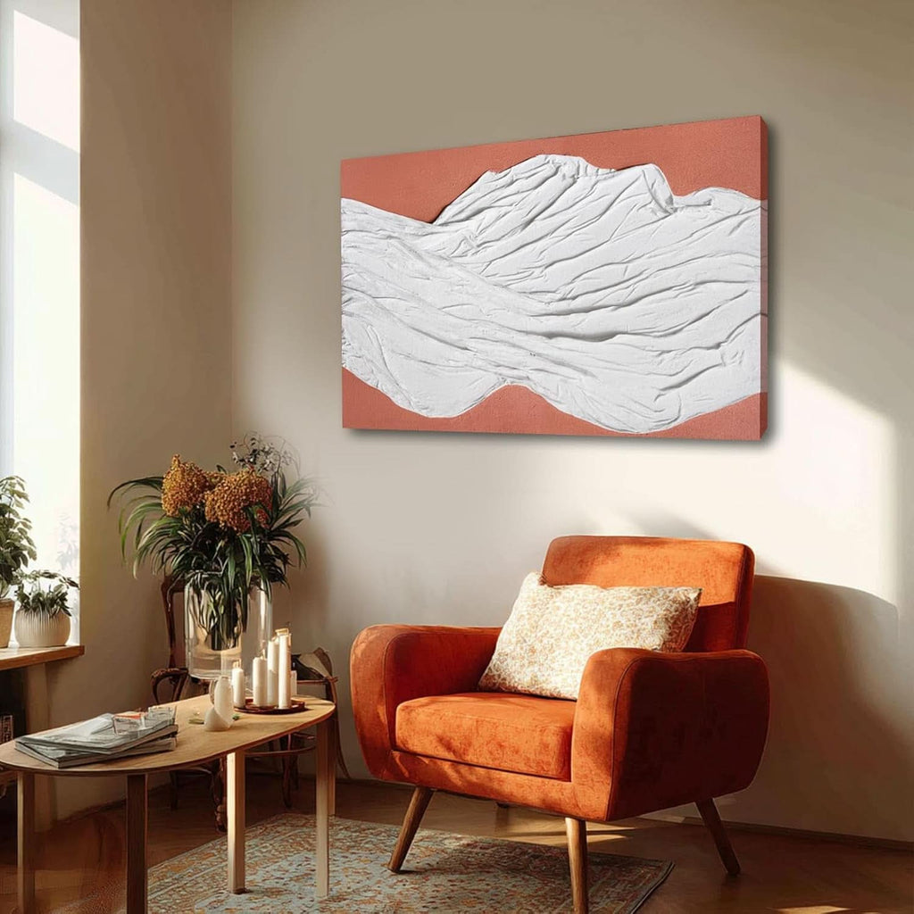 Textured Abstract Wall Art 24x36 Hand-Painted White Terracotta – image 6
