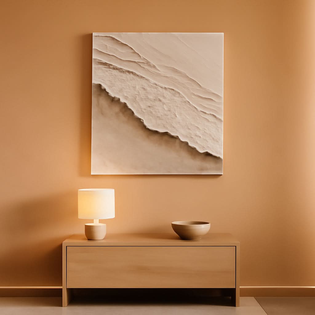 Gradient Abstract Wall Art 40x28 Hand-Painted White Brown – main view