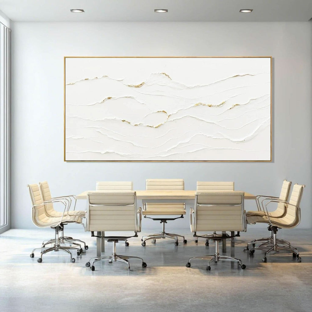 Abstract Wall Art 29x58 Framed White Canvas for Living Room – image 4