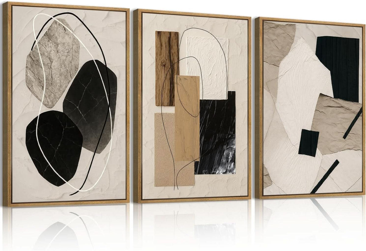 Palette Abstract Wall Art 36x24 Framed Neutral Canvas – image 7