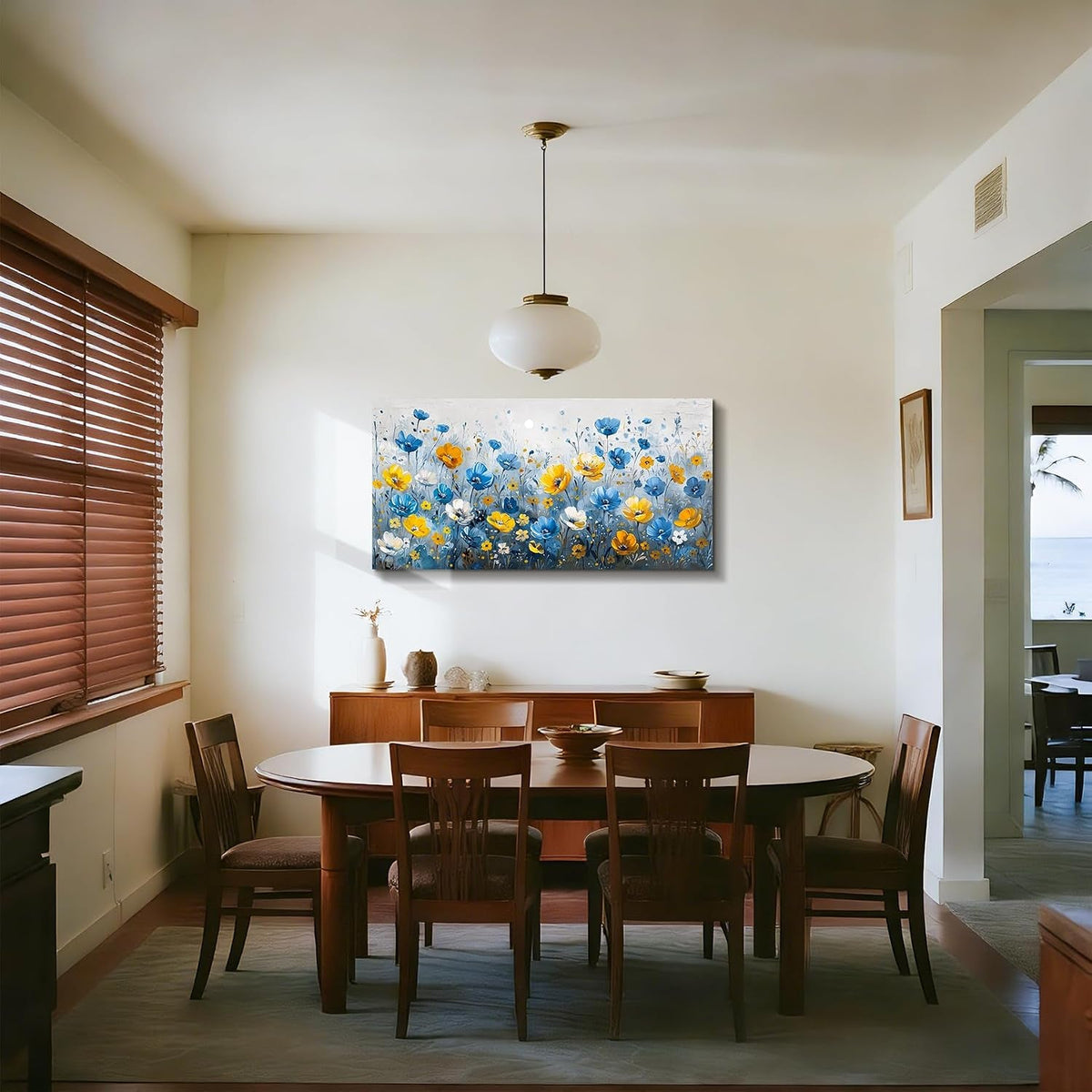Wildflower Floral Wall Art 20x40 Yellow Cerulean Canvas – image 2