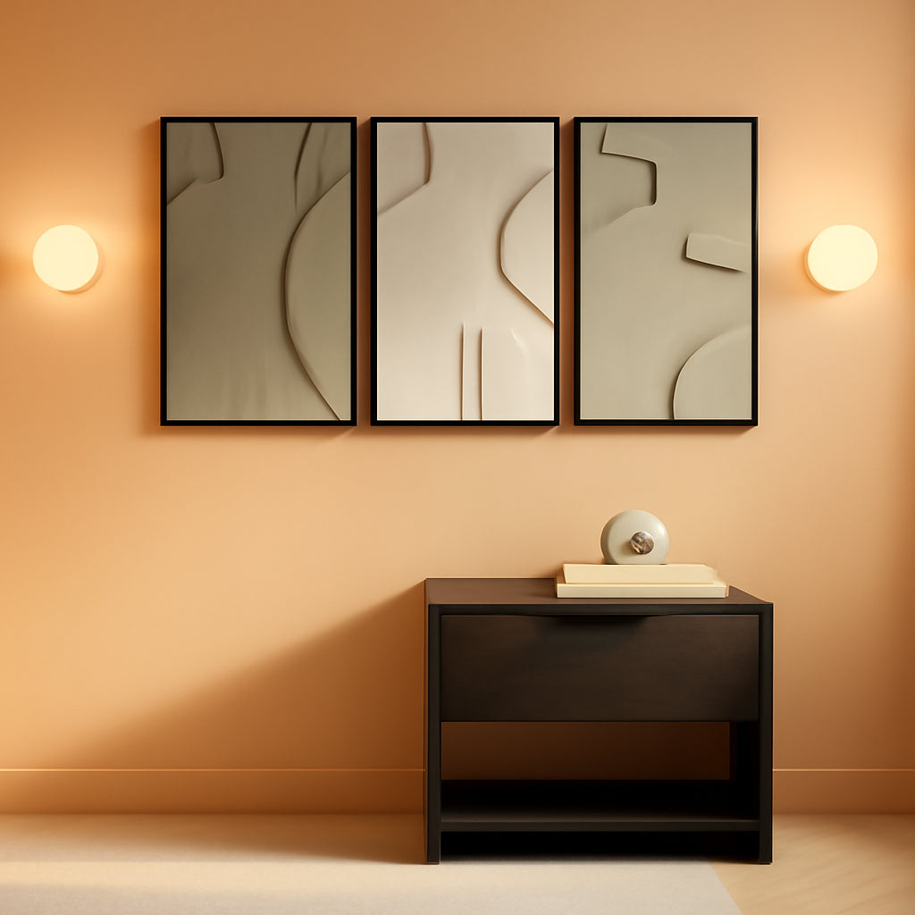 Sandstone 3D Abstract Wall Art Framed Black Sandstone – main view