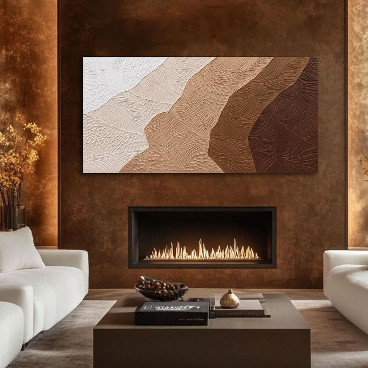 Black and White Wall Art 29x58 Hand-Painted Brown Canvas – image 5