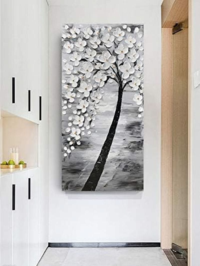 Bright Flower 3D Floral Wall Art Hand-Painted White Canvas – image 4