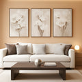 Floral Wall Art 24x36 Framed Beige Canvas for Living Room – main view