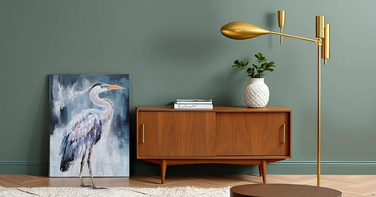 Heron Abstract Wall Art Hand-Painted Blue Canvas for Living Room – image 8