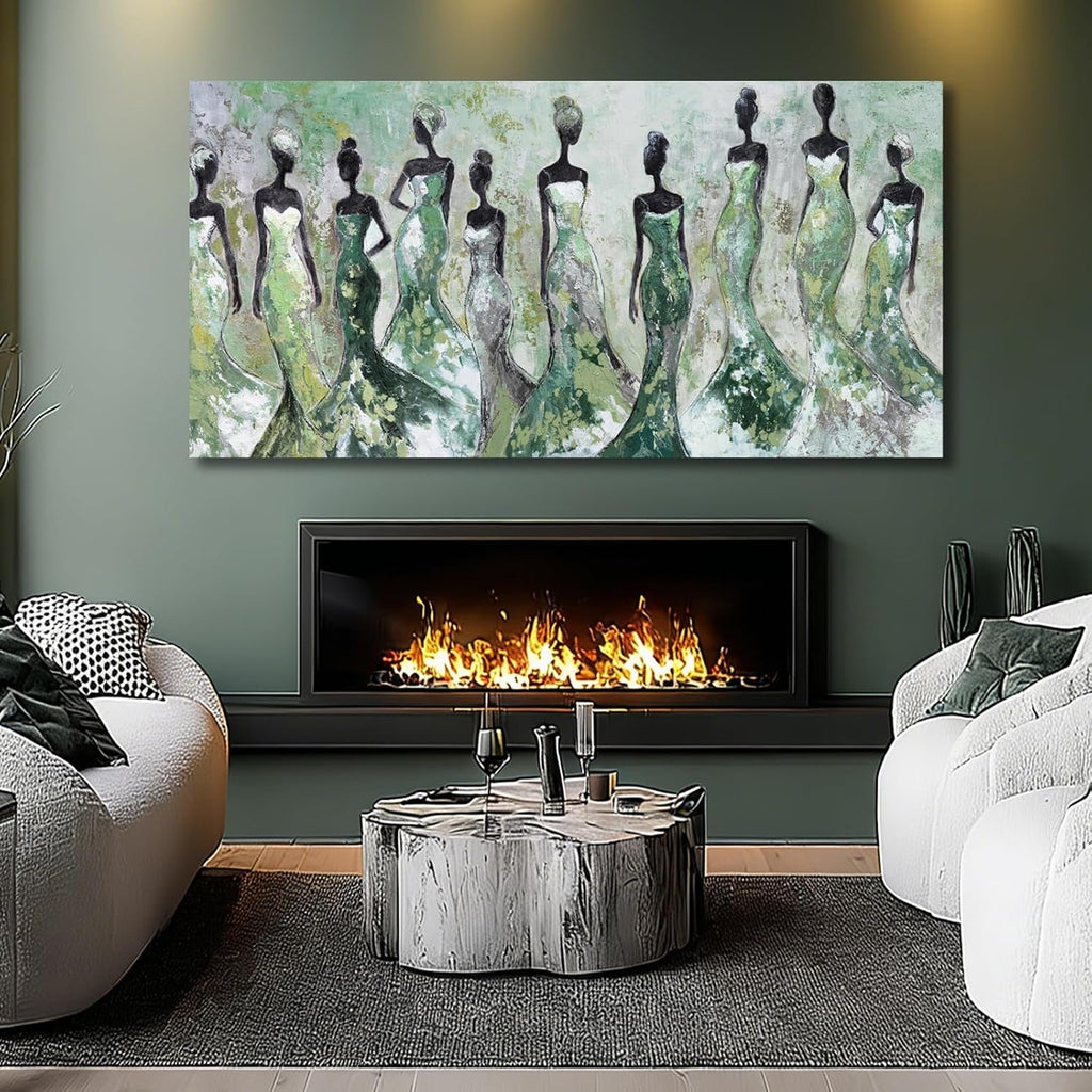 Textured Abstract Wall Art 29x58 Sage Green Canvas – image 7