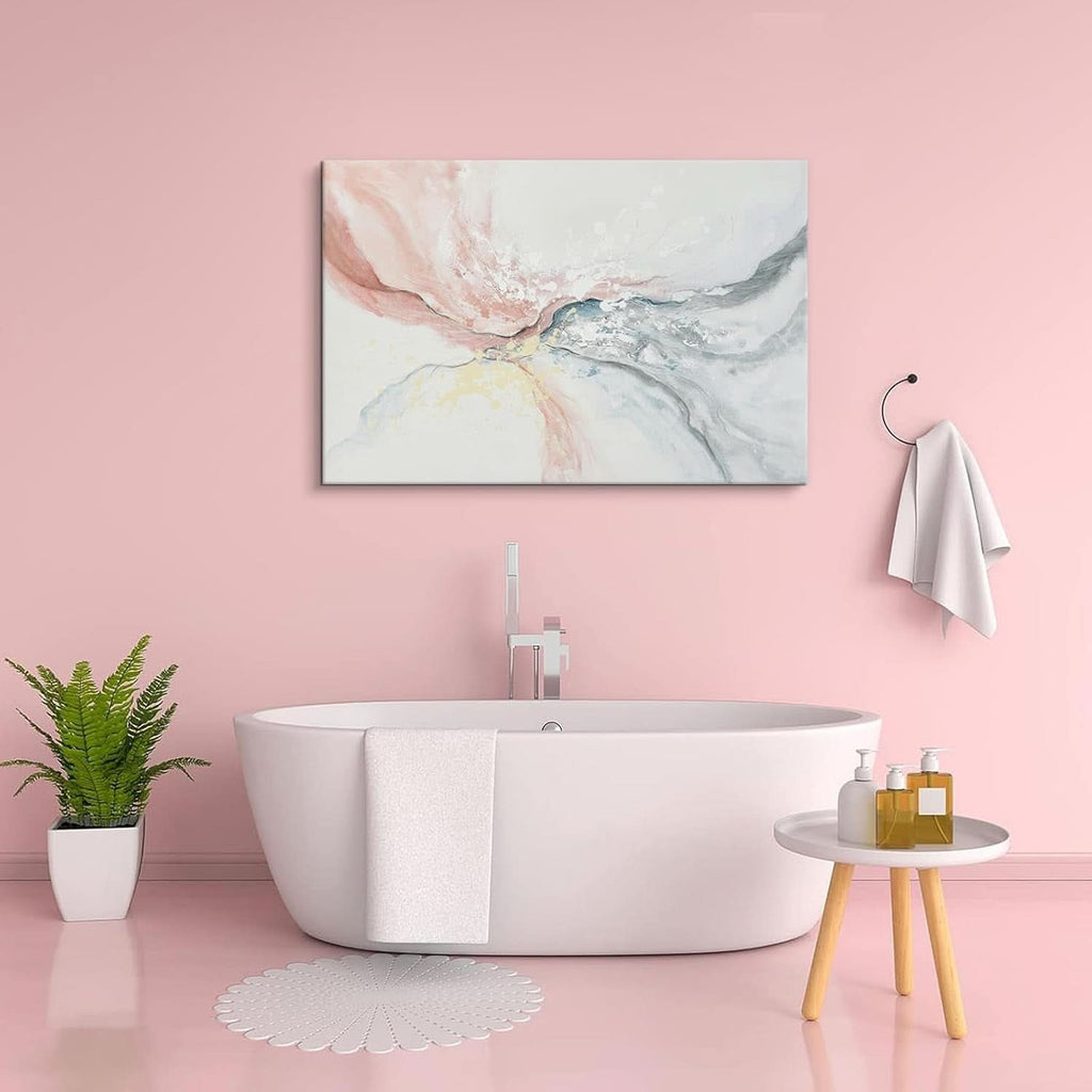 Abstract Wall Art 36x24 Hand-Painted Pink Canvas for Living Room – image 6