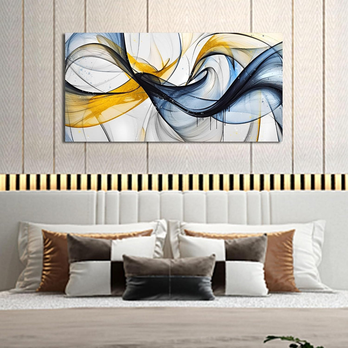 Abstract Wall Art 40x20 Blue Canvas for Living Room – image 2