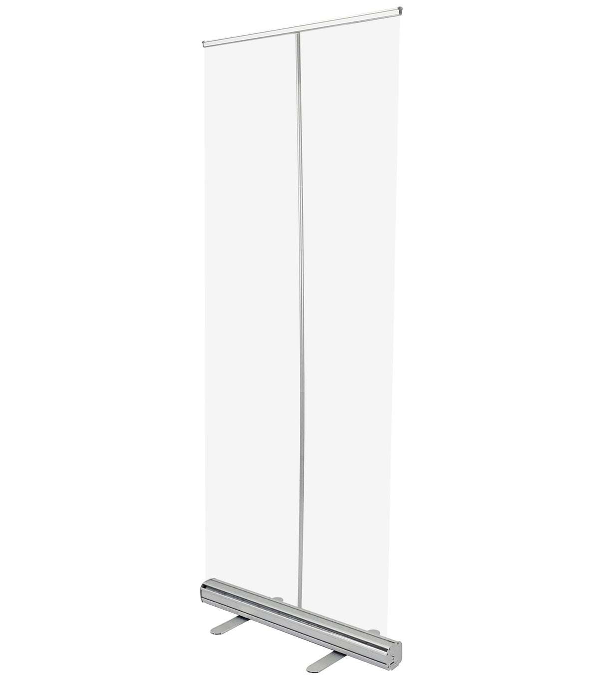 Clear retractable banner stand 31.5 x 80 in., front view