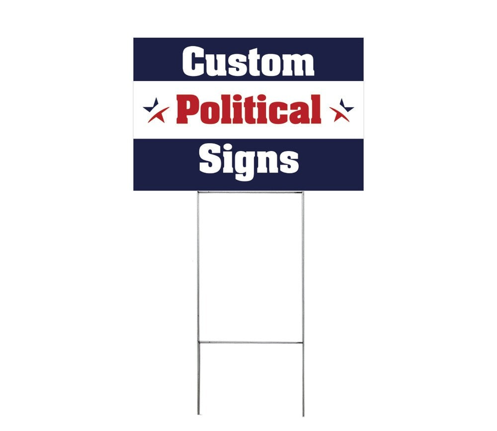 Custom double-sided yard sign 23 x 18 inch on wire H-stake