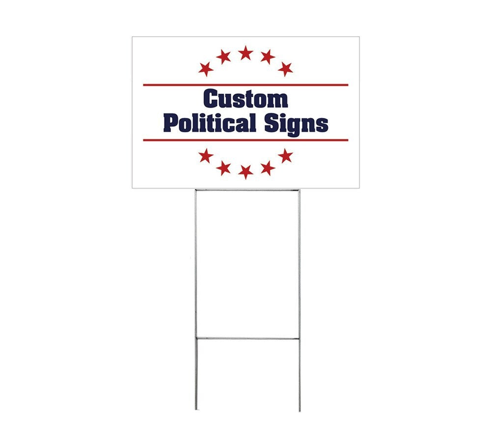 Single-sided custom yard sign 23 x 18 inch with H-stake